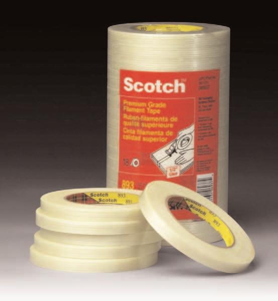 Packaging and Palletizing Tapes: Filament Tapes Scotch Industrial Grade Filament Tape 893 Scotch Filament Tape 893 is a general-purpose packaging tape reinforced with continuous glass-yarn filaments