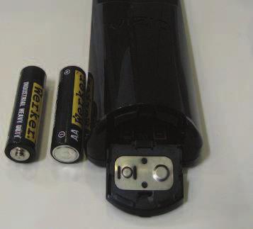 Insertion of Batteries in the Remote Control Insert two AA batteries into the remote control matching the (+) and (-) symbols on the batteries with the (+) and (-) symbols inside the battery