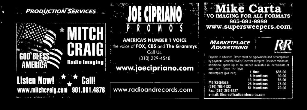 www.milchcraig.com 901.801.4876 g g FAJOE CIPRIANO! AMERICA'S NUMBER 1 VOICE the voice of FOX, CBS and The Grammys Call Us.