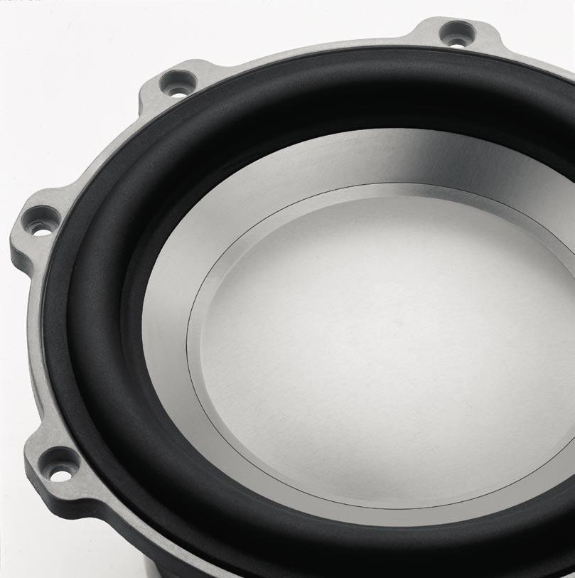 In our ASW608, ASW610 and ASW610XP subs, the bass driver diaphragms are constructed from a finely-tuned mix of paper pulp, Kevlar fibres and resin, which provides the stiffness needed to withstand