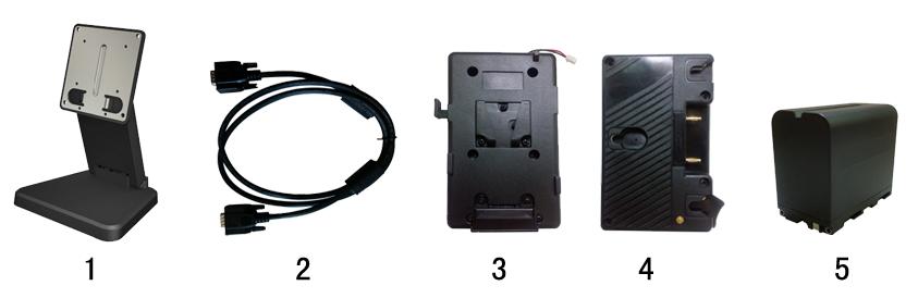 Battery Plate (F-970/QM91D/DU21/LP-E6) 2 Pieces (Choose 2 out of 4) 11. Adaptor Panel 1 Piece 12. Suitcase 1 piece 13.