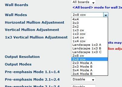 Monitor Arrangement and Settings Wall Boards Selects which video wall module will be affected when the 'Apply' button is clicked, applying the settings currently shown on the page.