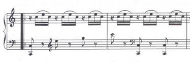 D.C. IBĂNESCU: Soler s Sonata in C Major R61 65 Subsection c1 (49-61) retains the same character but introduces a new rhythmic procedure, making the two levels become complementary: the replacement