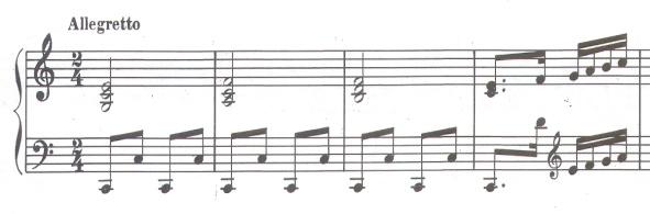 Refrain A returns in measure 62, also in the more restrained formulation of a single musical period of eight measures.