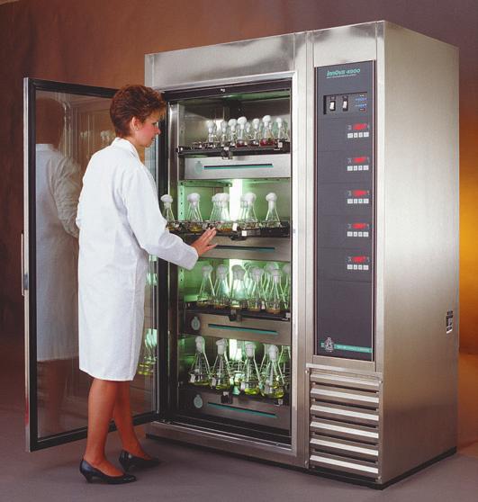 Space-Saving Multi-Shaker Environmental Chamber: This environmentally-controlled chamber is designed to culture dozens, and even hundreds, of samples on up to four independently-controlled shakers.