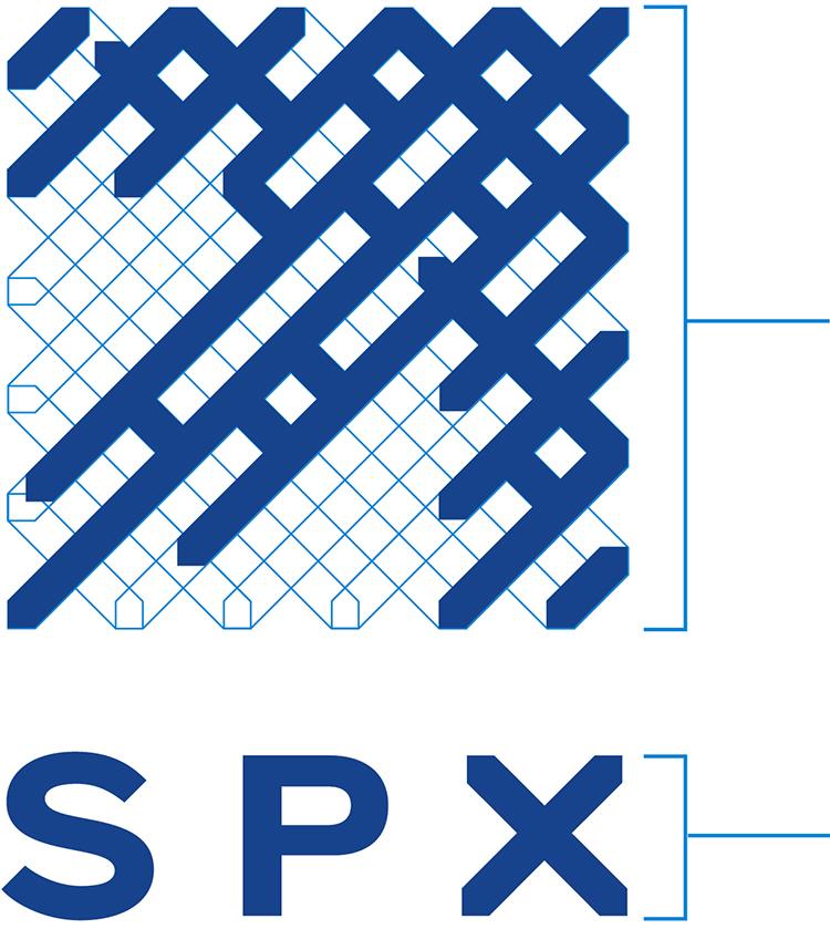SPX Logo The SPX logo is composed of 45-degree lines based on an 11-stroke grid.