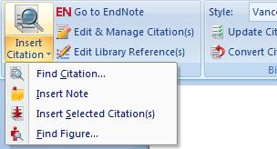 In Word: Place cursor in manuscript where you would like the in-text citation to