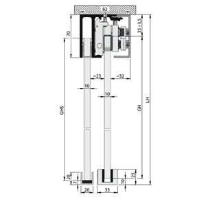 SlideTec optima 150 Ceiling Mounting with Fixed Glazing Further track lengths on request GH = Glass Height LW = Clear Width LH = Clear Height GB = Glass