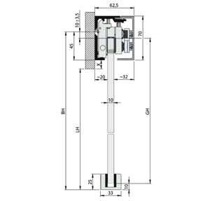 SlideTec optima 150 Ceiling Mounting Further track lengths on request GH = Glass Height LW = Clear Width LH = Clear Height GB = Glass Width L = Length of running track Mounting: Ceiling Mounting