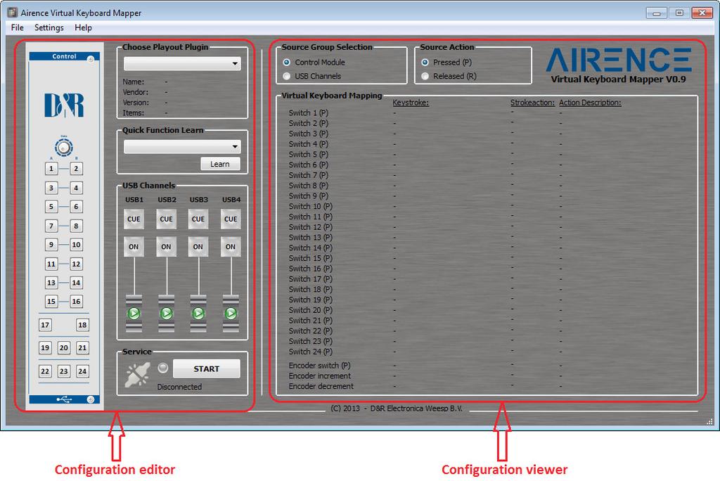 17. Airlab virtual keyboard mapper The Airlab virtual keyboard mapper is a software application which maps incoming control signals from the Airlab mixer to keystrokes by creating a virtual keyboard
