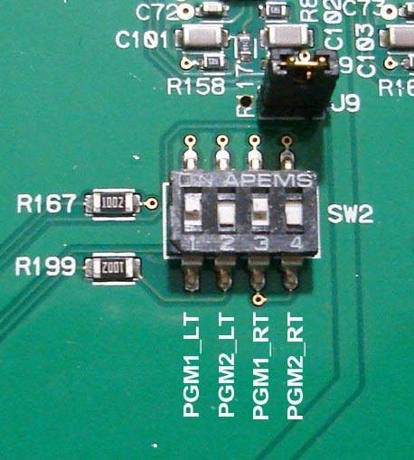 7 - sends + of the PGM 2 to the PGM 2 T channel. USB Source Dipswitches (internal) Dipswitch 2 on the CONA3-4 board is used to determine whether PGM 1 or PGM 2 will feed the USB link.