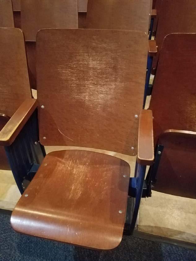 Seating 968 seats in the auditorium Average condition of a seat pictured Bolts fall out and