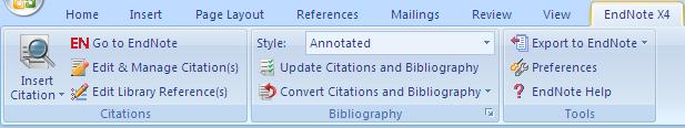 2.2 Using the Cite While You Write Tools in Word 2.2.1 Go to EndNote This command will take you to the EndNote program, where you can select (highlight) references for insertion into your Word document.