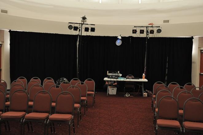 This venue has basic technical amenities, limited storage, and limited dressing space.