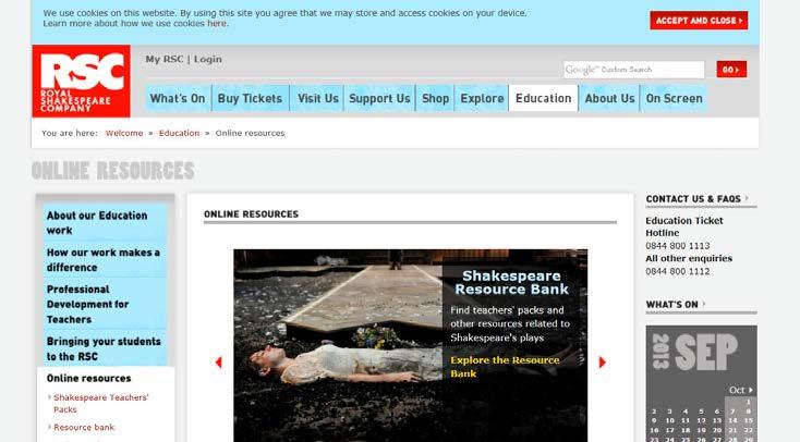 Teachers packs and other resources related to Shakespeare s plays. Theatre Performance http://www.