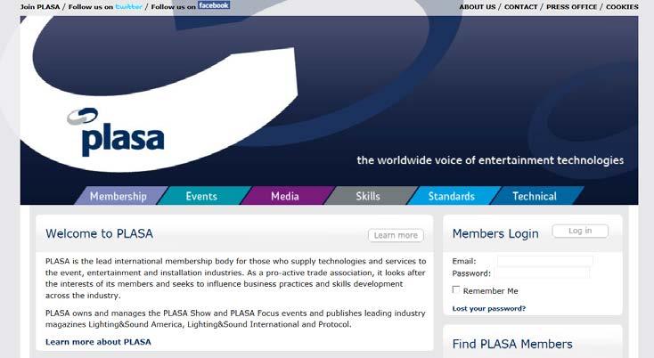 PLASA The Health and Safety Executive The lead international membership body for those who supply technologies