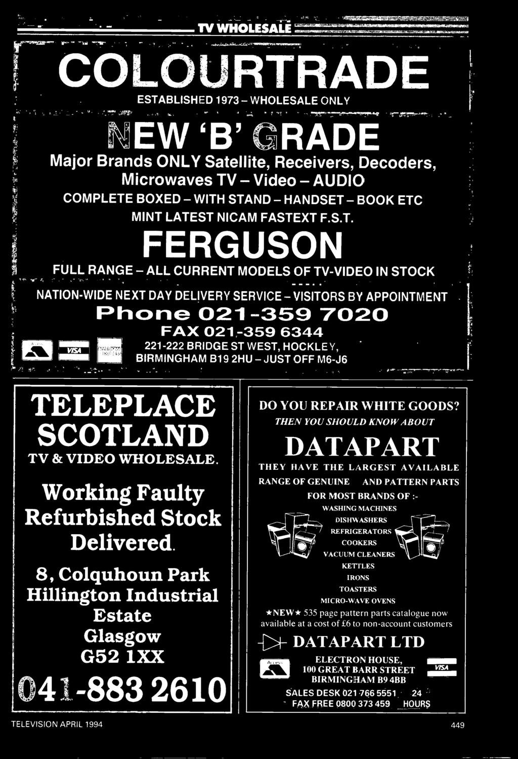 8, Colquhoun Park Hillington Industrial Estate Glasgow G52 1XX 041-883 2610 DO YOU REPAIR WHITE GOODS?
