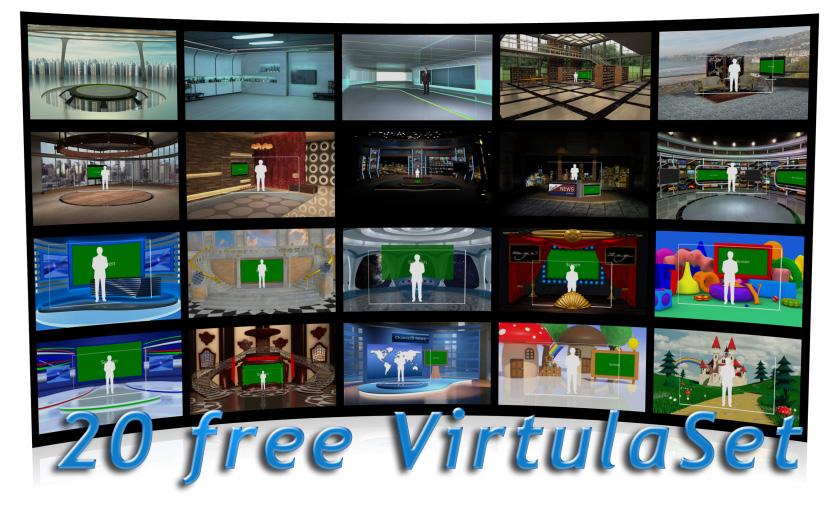 Virtual Sets, a Complete Studio Definition Virtual Sets contains studio sets, settings for the placement of the presenter, and virtual screens.