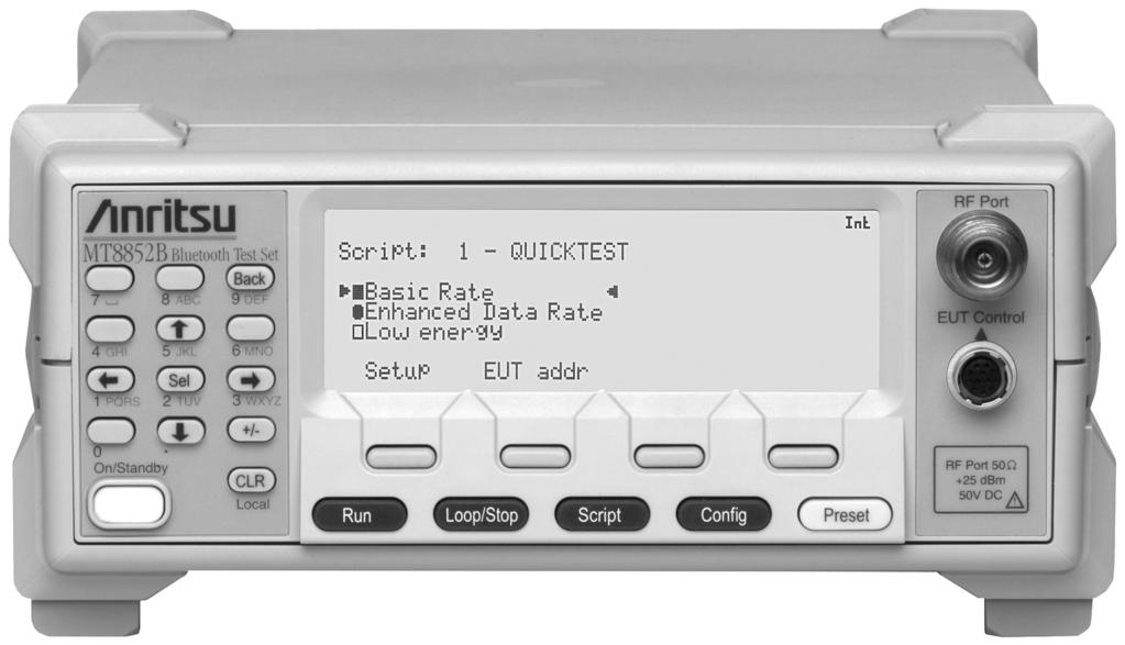 Technical Data Sheet Bluetooth Test Set MT8852B Introduction This document provides specifications for the MT8852B Bluetooth Test Set and lists ordering information and option and accessory codes.