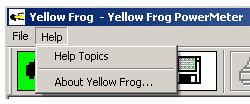 MENU BAR Clicking the Help Topics menu selection brings up Yellow Frog Help Topics.
