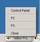 Figure 5 The task bar menu as shown in Figure 5 has 4 functions. To select a function, move the mouse pointer to the desired selection (it will become highlighted) and left click.