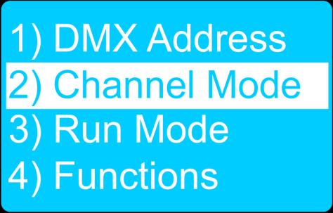 06) Press the MENU control (03) to confirm the DMX address. 2.
