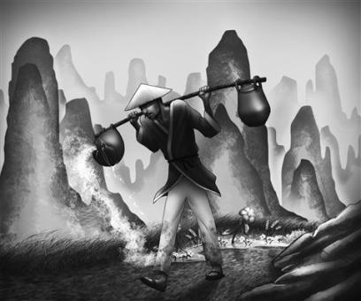 The Cracked Chinese Jug by Carolyn Han 1 Each morning Han Han fetched water for his village from the river. He placed a bamboo shoulder pole across his back and put the empty jugs on either side.