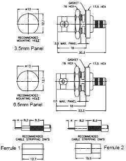 Crimp Straight Pin-to-Pin Jack Termination Instruction type E B6121AG1ND3Gxxx50 B6121AG1ND3Gxxx75 Part Number: Cable: Insulator: Part Number: Cable: Contact/Insul: 31-5907-RFX 31-5910-RFX
