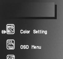 2. OSD setup under BNC(AV) / SV input mode Color Pressing MENU will pull up the On Screen