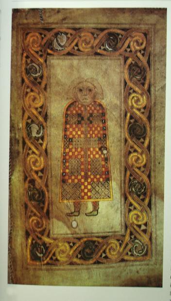 The Book of Durrow, the man is a symbol of Matthew, 680 CE.