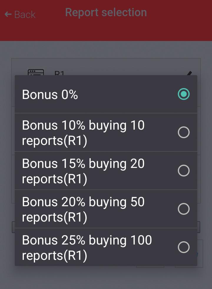 report. The possibility of buying discount bonuses.