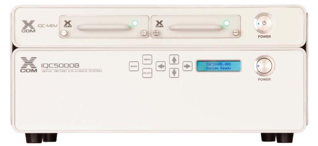 IQC5000B FRONT PANEL FUNCTIONS AND INTERFACES Two Removable 2TB Memory Modules Configuration Menu Buttons System Configuration & Status Display The IQC5000B front panel provides local control of