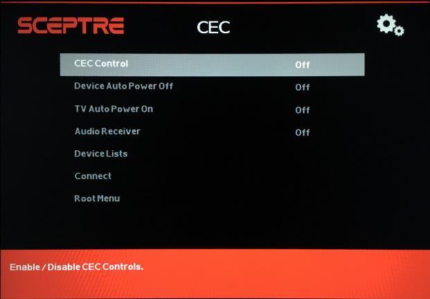 VII. CEC This function adjusts consumer electronics control options. i. CEC CONTROL This turns on or off the CEC controls. ii.