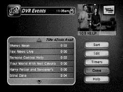 21. Use the remote control arrow buttons to highlight an event on the DVR Events