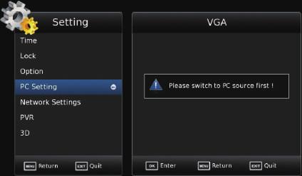 Auto Adjust Press Menu and use button to PC Setting.