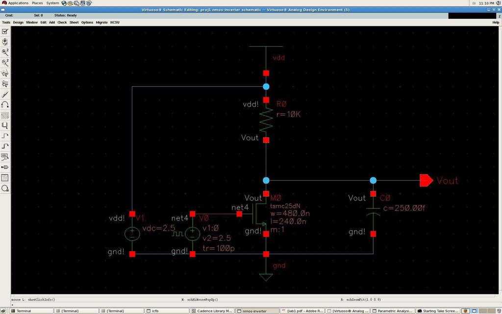Lab one challenges NMOS inverter schematic Learning to use the tools (Friday). Understanding the circuits used in the lab (Tuesday). A note on the CAD tools market. Derive and explain.