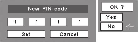 Repeat this step to complete entering a four-digit number. After entering the four-digit number, move the pointer to Set. Press the SELECT button so that you can start to operate the projector.