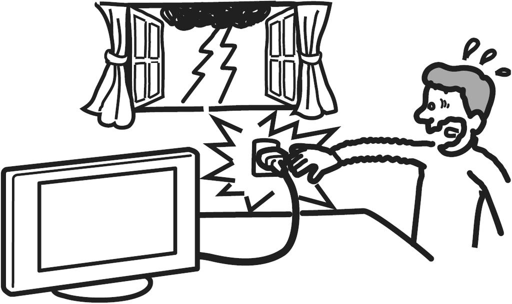 Postoji opasnost od požara ili električnog udara. Nemojte dodirivati mrežni kabel vlažnim rukama. Pri tome može doći do električnog udara ili oštećenja TV prijemnika. Blokirana cirkulacija zraka.