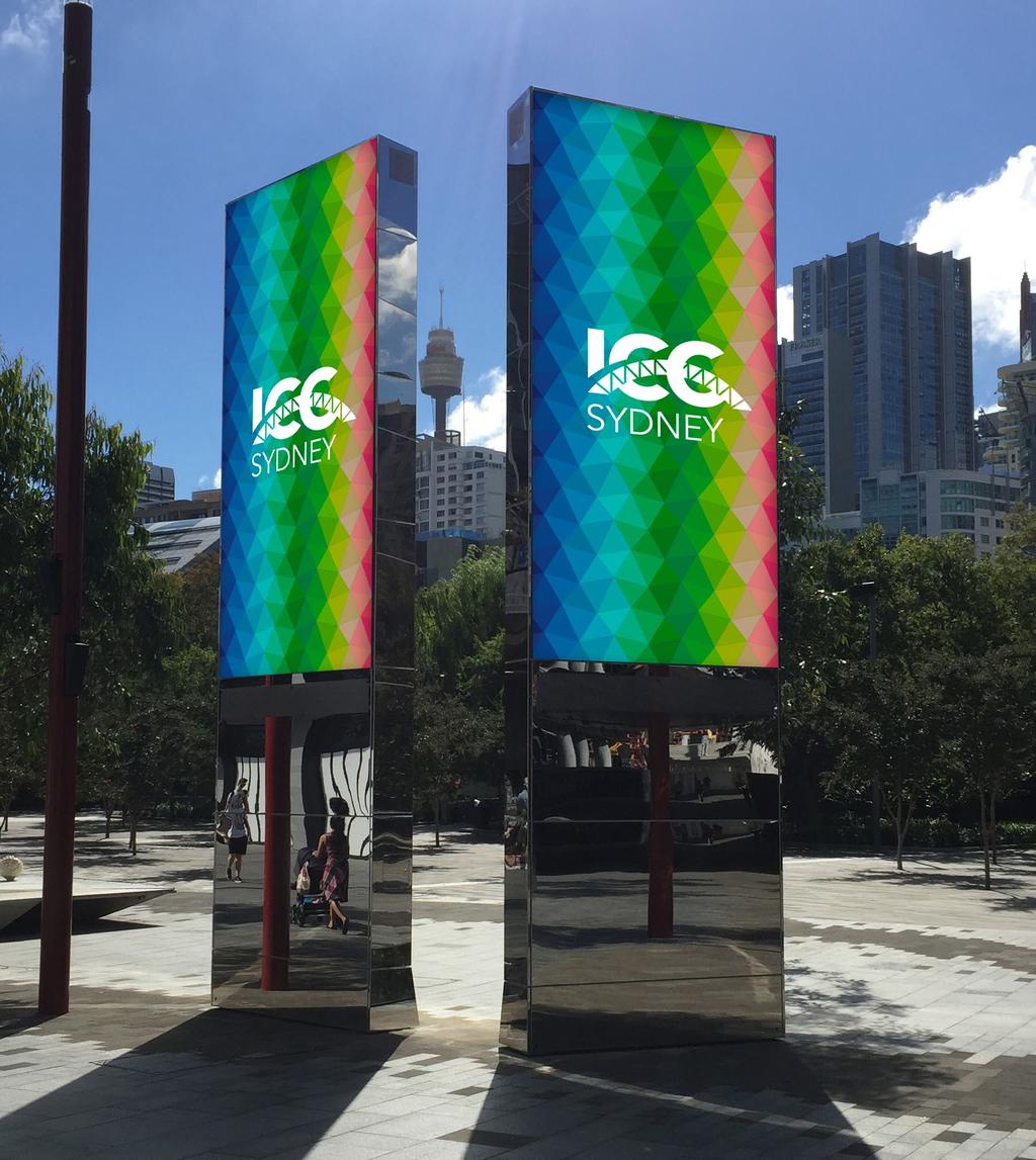 4 EVENT BRANDING ICC Sydney can feature full screen static images or video files on its 19 external LED screens.