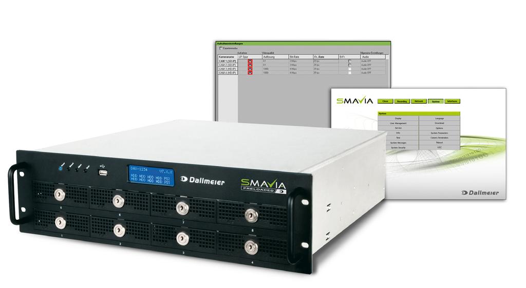 PRELOADED Panomera Recording Redundant PSU 1) Storage System Open Platform The is a high performance appliance with a processing capacity for up to 24 IP video channels and an integrated storage