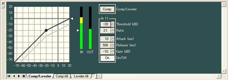 8.4. Comp/Leveler View (Compression/Auto-leveler Function Settings) The Comp/Leveler view is displayed if you click the Comp box (when selecting Compressor mode*) or Leveler box (when selecting
