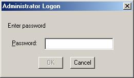 14.3. Logging On When the User Level Is Enabled The following logon screen is displayed when the file is opened after the user level has been enabled: When logging on as an administrator, enter a set