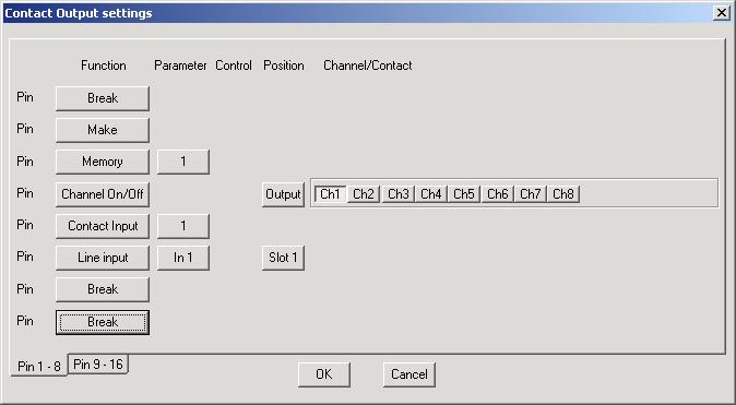 17.4. Contact Output Setting Screen Select [Option External Control... Contact output] from the menu. The Contact Output setting screen is then displayed.