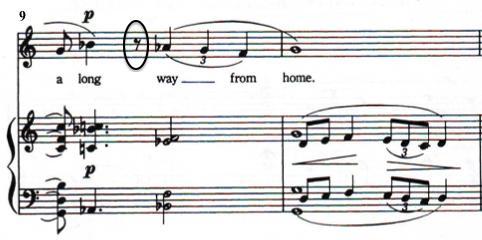 The pianist then takes a moment to repeat a modified phrase to reflect and restate the emotions of the singer before she continues.