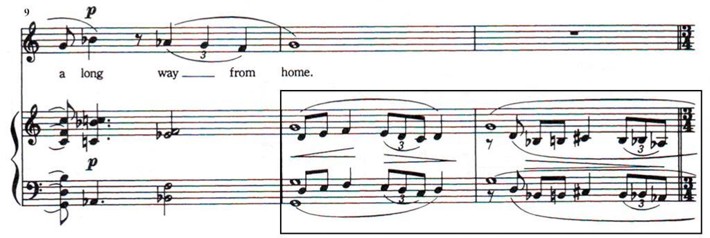 The piano part is structured using simple rhythmic values