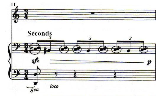 Example 60 Movement V: measures 9-11, Chromaticism and Seconds from John