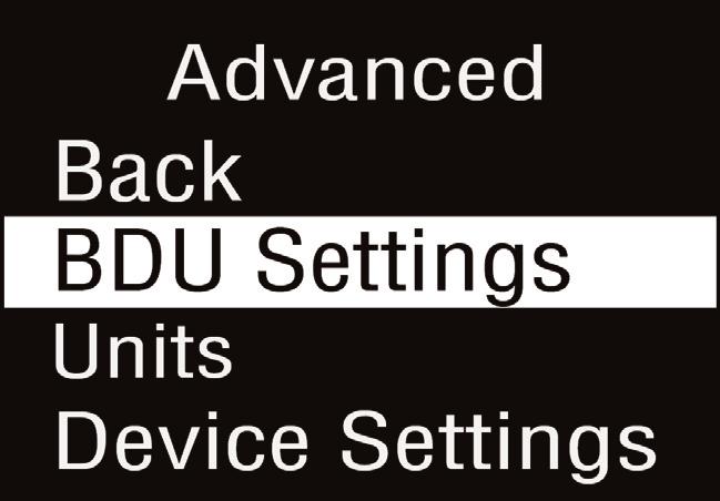2.3.3 Advanced Settings Selecting Advanced from the Settings menu causes a further menu to appear as shown in the screen shot right.