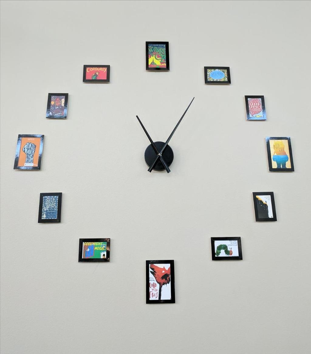 Homemade Clock Cost $8 for center piece on Amazon Literary theme