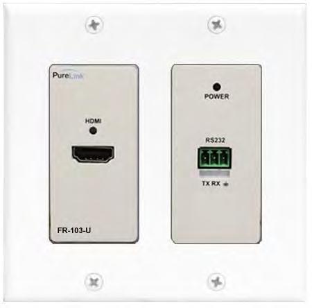 PM-FR103-U : PureMedia Fiber Optic (1 LC) to HDMI Extender Receiver, Wall plate Front Connection Ports: Power LED: Power status indicator Status LED: Video signal presence indicator HDMI Out: HDMI