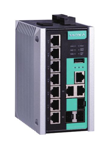 EDS-510E Series 7+3G-port Gigabit managed Ethernet switches 3 Gigabit Ethernet ports for redundant ring or uplink solutions Turbo Ring and Turbo Chain (recovery time < 20 ms @ 250 switches),
